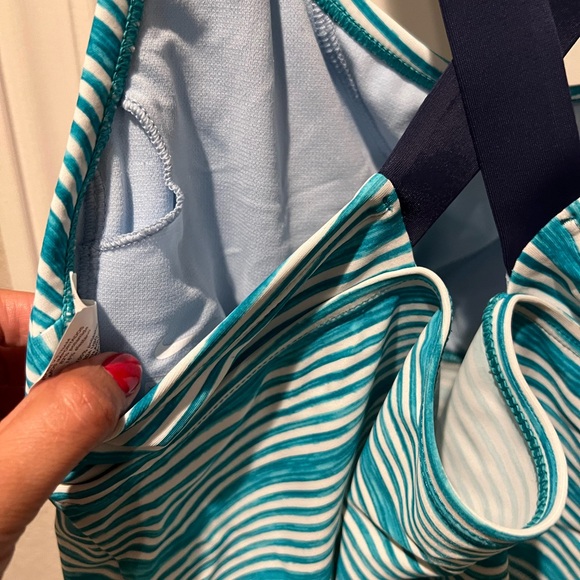 Nike turquoise Blue and White Striped Tankini Swim Set sz xl women’s - Picture 5 of 9